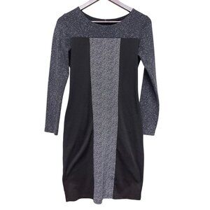 Robert Kitchen Women's Long Sleeve Black Colorblock Knee Length Size Small